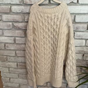 White cable knit sweater- Size small Brand “For the republic”